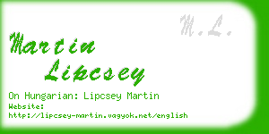 martin lipcsey business card